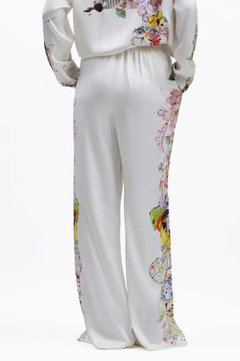 AK-OK Off White Flower Print Trouser Online at Aza Fashions AK-OK_Off White Flower Print Trouser _Online_at_Aza_Fashions