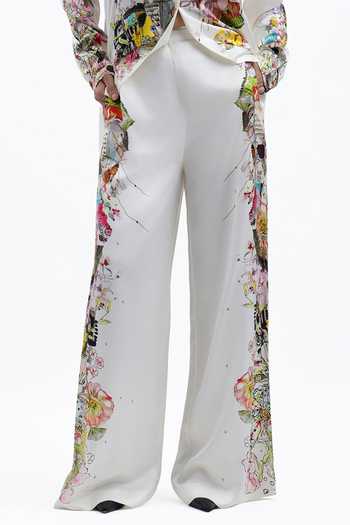 Buy AK-OK Off White Flower Print Trouser Online at Aza Fashions Buy_AK-OK_Off White Flower Print Trouser _Online_at_Aza_Fashions