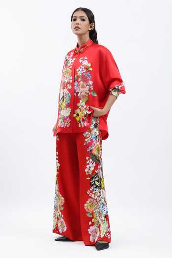 AK-OK Red Placement Printed Trouser Online at Aza Fashions AK-OK_Red Placement Printed Trouser _Online_at_Aza_Fashions