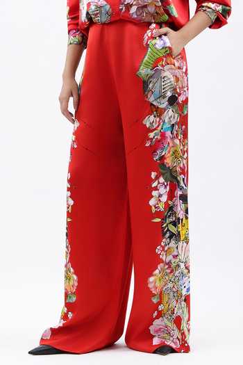 Buy AK-OK Red Placement Printed Trouser Online at Aza Fashions Buy_AK-OK_Red Placement Printed Trouser _Online_at_Aza_Fashions