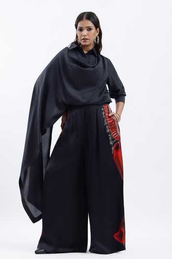 AK-OK Placement Printed Cupro Trouser