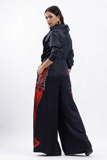 AK-OK Placement Printed Cupro Trouser