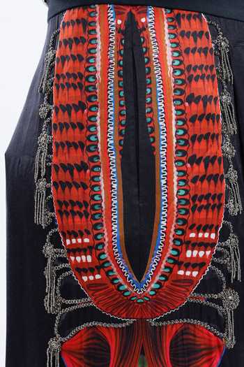 AK-OK Black Placement Printed Cupro Trouser at Aza Fashions AK-OK_Black Placement Printed Cupro Trouser _at_Aza_Fashions