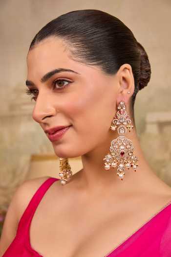Xago_Pink Raktamukta Embellished Earrings _Online_at_Aza_Fashions