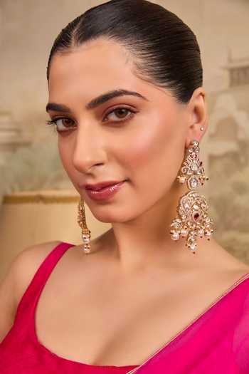 Buy_Xago_Pink Raktamukta Embellished Earrings _Online_at_Aza_Fashions