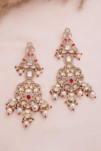 Shop_Xago_Pink Raktamukta Embellished Earrings _Online_at_Aza_Fashions
