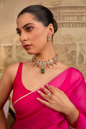 Xago Pearl Kundan Embellished Choker Necklace Set 