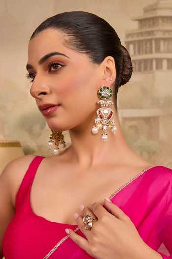 Xago Meenakari & Pearl Tiered Earrings 
