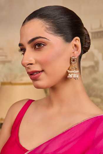 Xago Ruby Accent & Pearl Droplet Jhumkas 