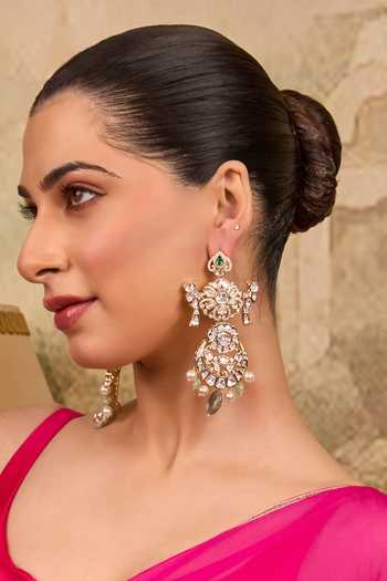 Xago Polki & Pearl Tiered Statement Earrings 