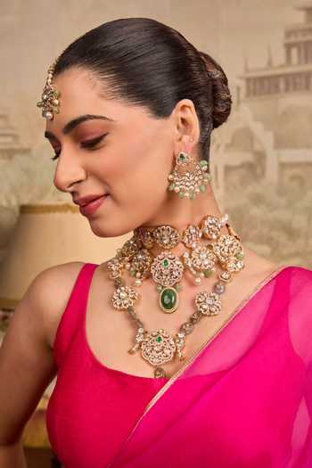 Xago Polki & Green Beaded Necklace Set 