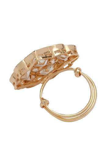 Xago_White Cluster Polki Embellished Ring _Online_at_Aza_Fashions