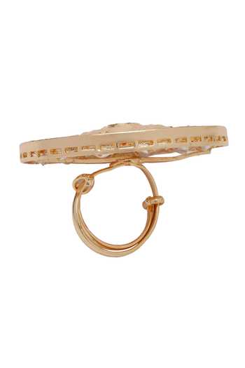 Xago_White Circular Polki Embellished Ring _Online_at_Aza_Fashions