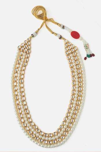 Vivinia By Vidhi Mehra Multi-layered Pearl Kundan Layered Mala 
