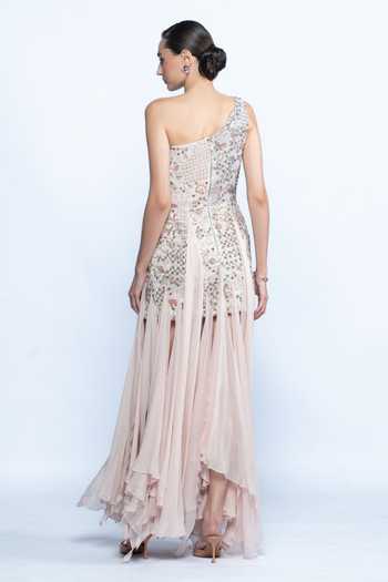 Aangan By Parul Whisper Bloom One-Shoulder Dress 