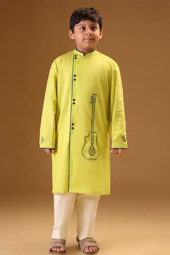 Minikin Guitar Embroidered Kurta With Pant 