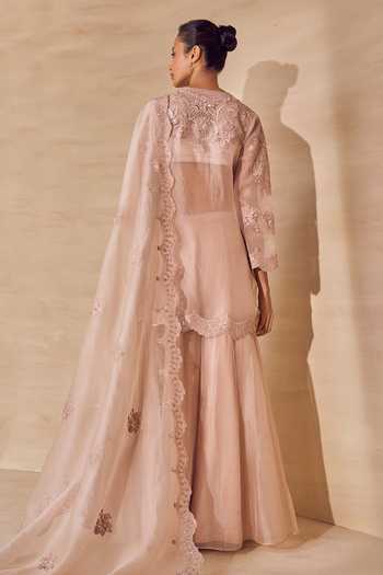 Pankaj & Nidhi Powder Floral Embroidered Sharara Set
