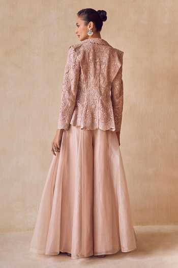 Pankaj & Nidhi Rosewater Peplum Jacket Sharara Set