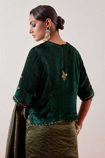 Anantaa By Roohi Deep Green Embroidered Blouse 