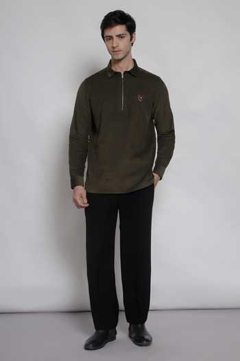 Shop Lacquer Embassy Olive Green Corduroy The Cadence Shirt Online at Aza Fashions Shop_Lacquer Embassy_Olive Green Corduroy The Cadence Shirt _Online_at_Aza_Fashions
