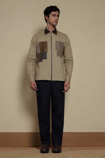 Lacquer Embassy Brown Cotton The Brass Rail Shacket at Aza Fashions Lacquer Embassy_Brown Cotton The Brass Rail Shacket _at_Aza_Fashions