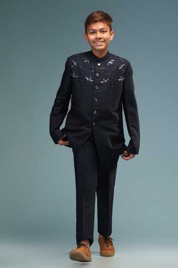 Minikin Bird Embroidered Prince Coat With Pant 