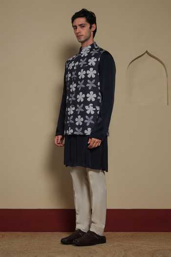 Lacquer Embassy Beige Cotton, Viscose, Rayon The Dastoor Bundi And Kurta Set at Aza Fashions Lacquer Embassy_Beige Cotton, Viscose, Rayon The Dastoor Bundi And Kurta Set _at_Aza_Fashions