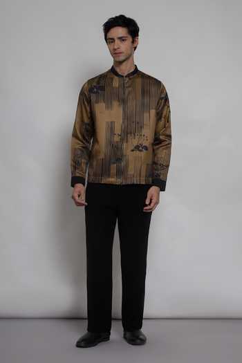 Lacquer Embassy Gold Satin The Club Room Shacket at Aza Fashions Lacquer Embassy_Gold Satin The Club Room Shacket _at_Aza_Fashions