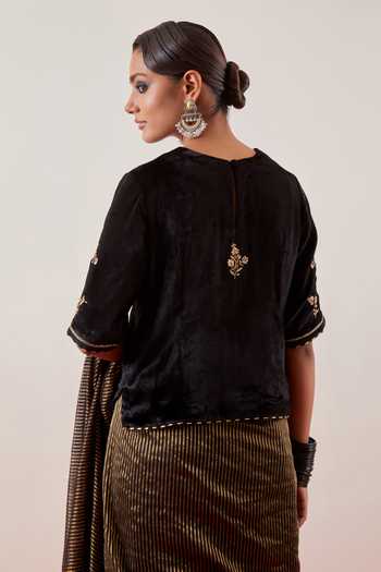 Anantaa By Roohi Black Embroidered Blouse 