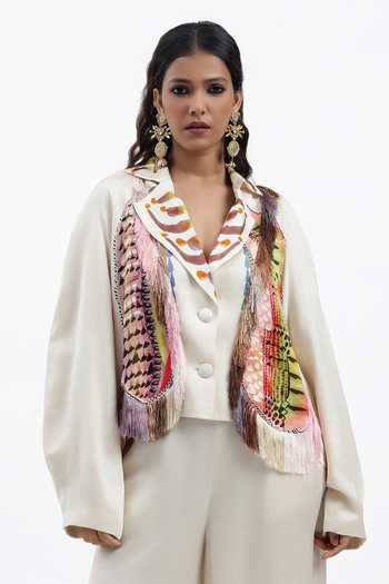 AK-OK Fringed Cropped Jacket
