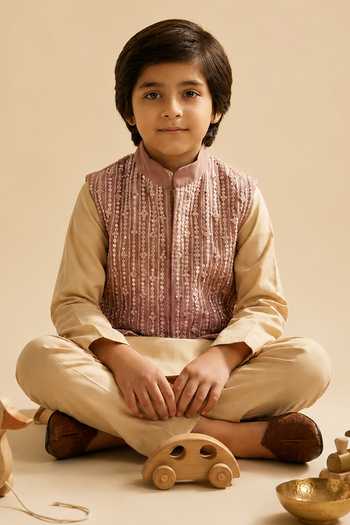 Byb Premium Pink Silk, Cotton Embroidered Nehru Jacket And Kurta Set Online at Aza Fashions Byb Premium_Pink Silk, Cotton Embroidered Nehru Jacket And Kurta Set _Online_at_Aza_Fashions