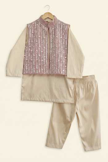 Buy Byb Premium Pink Silk, Cotton Embroidered Nehru Jacket And Kurta Set Online at Aza Fashions Buy_Byb Premium_Pink Silk, Cotton Embroidered Nehru Jacket And Kurta Set _Online_at_Aza_Fashions