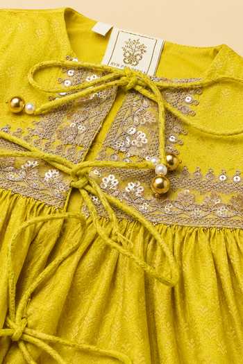 Buy Byb Premium Yellow Silk, Cotton Hand Embroidered Kurta And Sharara Set Buy_Byb Premium_Yellow Silk, Cotton Hand Embroidered Kurta And Sharara Set