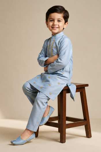 Buy Byb Premium Sky Blue Silk Hand Embroidered Kurta Set Online at Aza Fashions Buy_Byb Premium_Sky Blue Silk Hand Embroidered Kurta Set _Online_at_Aza_Fashions