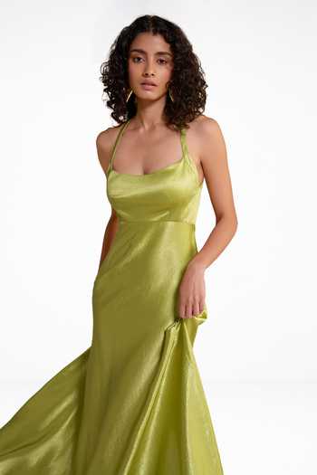 Buy Dash And Dot Green Polyester Halter Neck Maxi Dress Online at Aza Fashions Buy_Dash And Dot_Green Polyester Halter Neck Maxi Dress _Online_at_Aza_Fashions