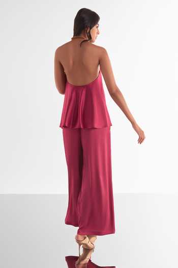 Dash And Dot Front Overlap Top & Palazzo Set 