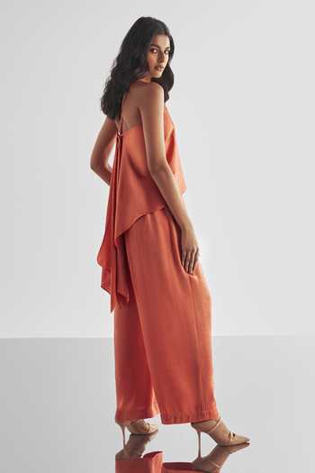 Dash And Dot Draped Textured Top & Pant Set 