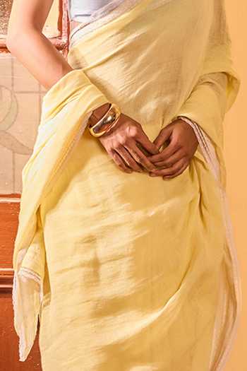 Shop Dressfolk Yellow Linen Handwoven Saree With Unstitched Blouse Piece Online at Aza Fashions Shop_Dressfolk_Yellow Linen Handwoven Saree With Unstitched Blouse Piece _Online_at_Aza_Fashions