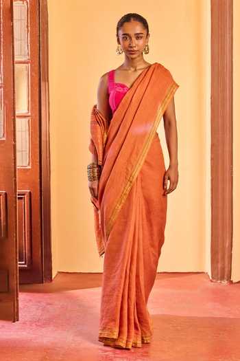 Dressfolk Border Woven Saree With Unstitched Blouse Piece 