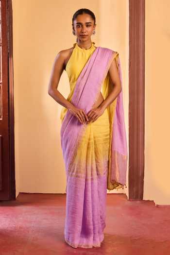 Dressfolk Handwoven Ombre Saree With Unstitched Blouse Piece 