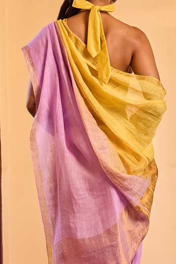 Buy Dressfolk Yellow Linen Handwoven Ombre Saree With Unstitched Blouse Piece Online at Aza Fashions Buy_Dressfolk_Yellow Linen Handwoven Ombre Saree With Unstitched Blouse Piece _Online_at_Aza_Fashions