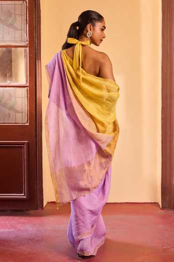 Dressfolk Handwoven Ombre Saree With Unstitched Blouse Piece 