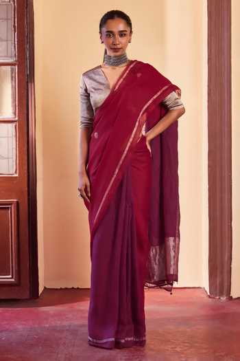 Dressfolk Linen Saree With Unstitched Blouse Piece 