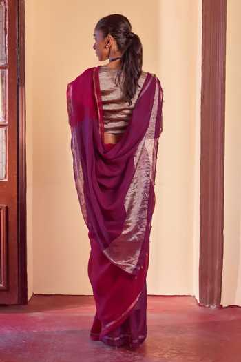 Dressfolk Linen Saree With Unstitched Blouse Piece 
