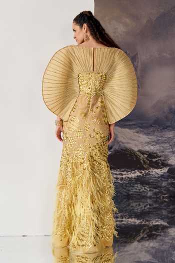 Geisha Designs Lori Radial Pleated Capelet Gown 