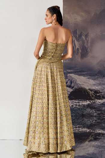 Geisha Designs Franca Mirror Embellished Corset & Lehenga Set 