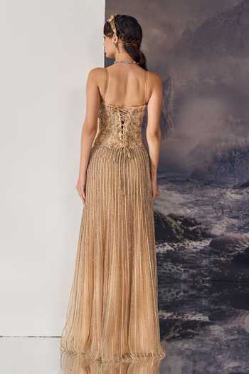 Geisha Designs Santina Embroidered Gown & Cape Set 