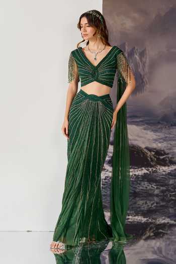 Geisha Designs Esme Jewelled Draped Top & Skirt Set