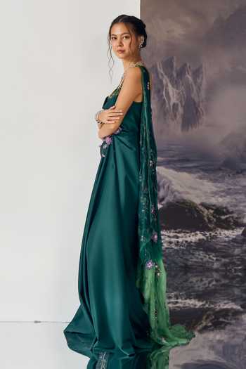 Geisha Designs Rosalind Embellished Draped Saree Gown