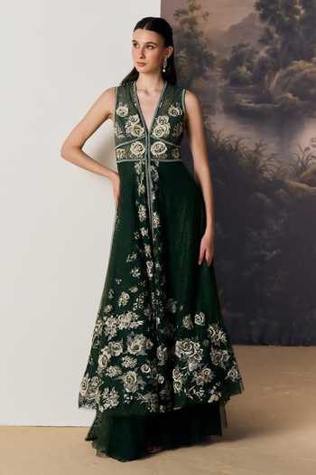 Geisha Designs Bryony Floral Lace Jacket & Sharara Set